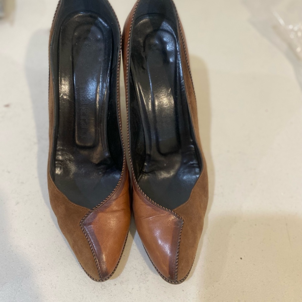 Brown suede and leather, vintage made in Italy